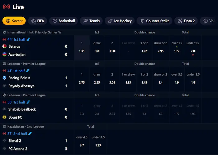 live-betting Games