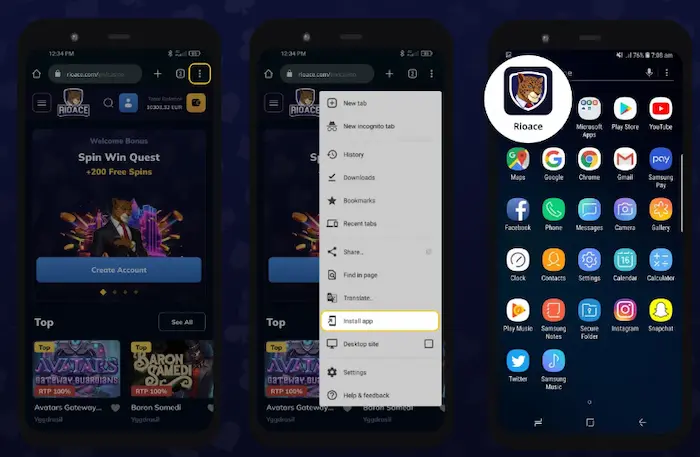 RioAce Pokies mobile