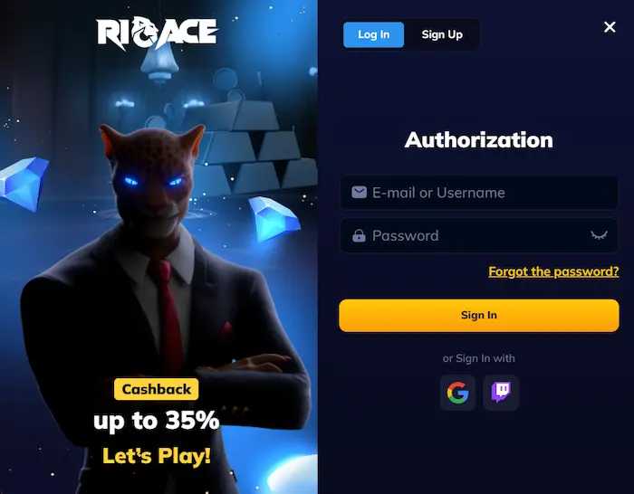 RioAce Pokies login